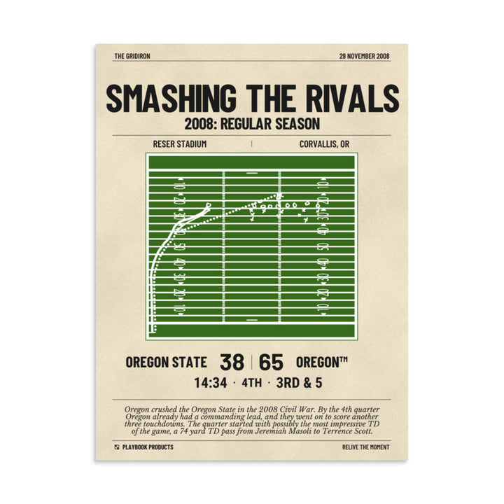 Greatest Oregon Football Plays Poster: Smashing the rivals (2008)