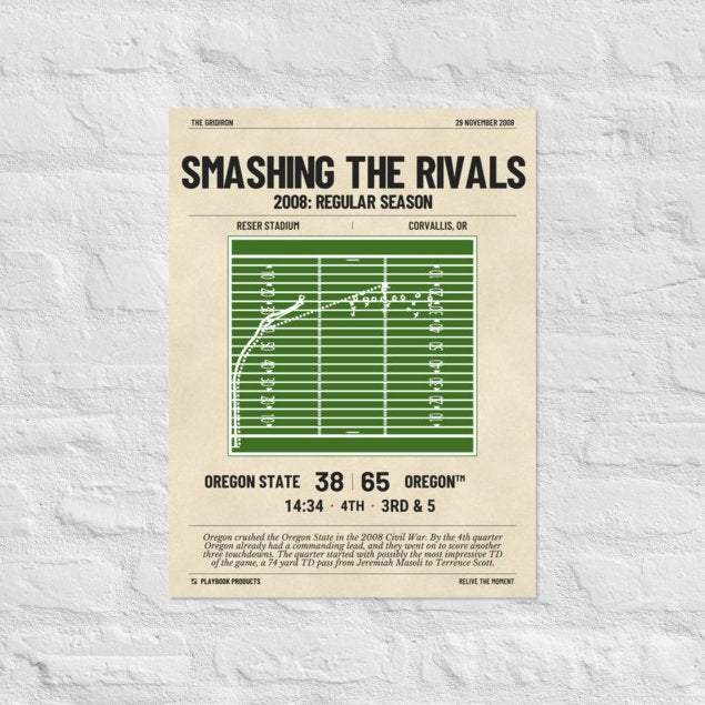 Greatest Oregon Football Plays Poster: Smashing the rivals (2008)