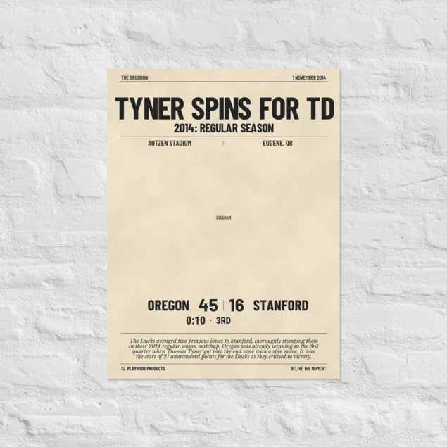 Greatest Oregon Football Plays Poster: Tyner Spins for TD (2014)