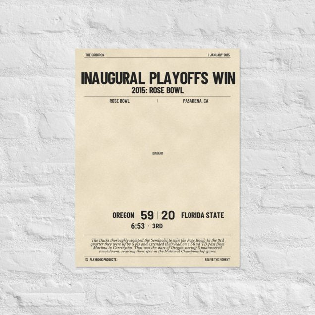 Greatest Oregon Football Plays Poster: Inaugural Playoffs Win (2015)