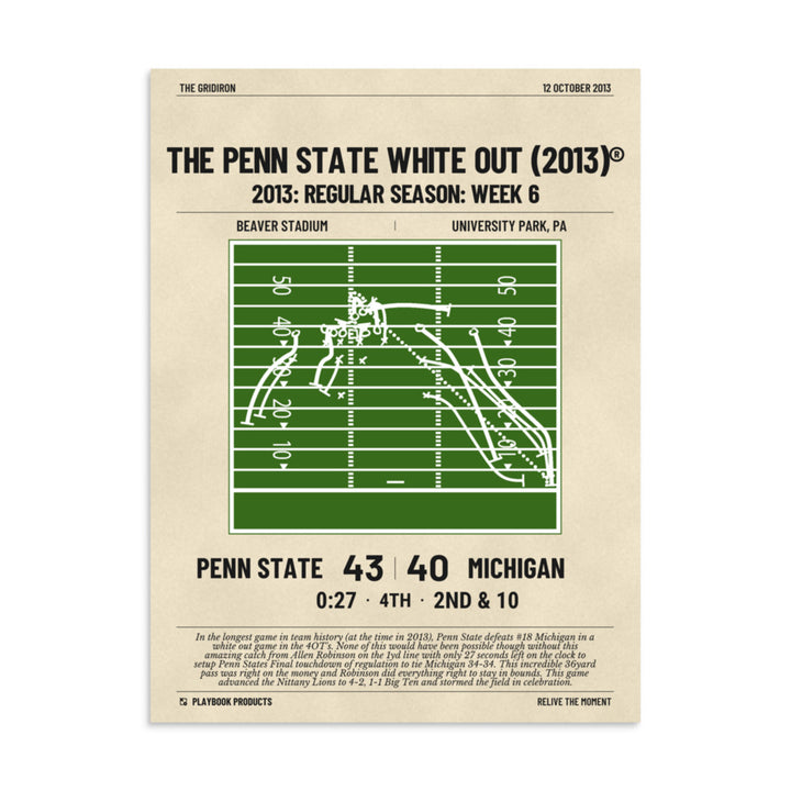Greatest Penn State Football Plays Poster: The White Out (2013)