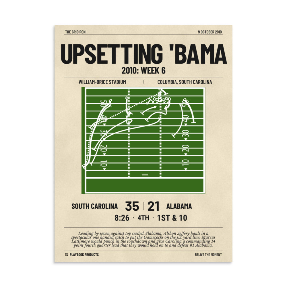 Greatest South Carolina Football Plays Poster: Upsetting 'Bama (2010)