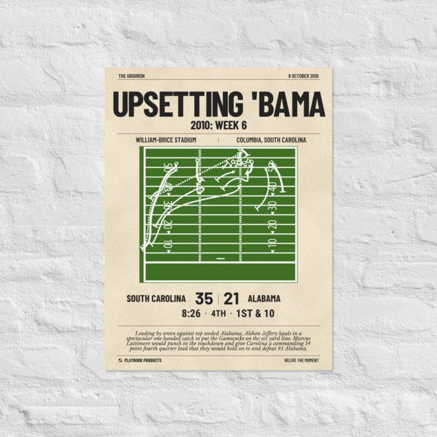Greatest South Carolina Football Plays Poster: Upsetting 'Bama (2010)