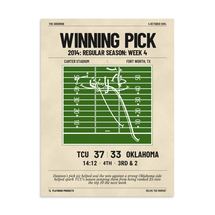 Greatest TCU Football Plays Poster: Winning Pick (2014)