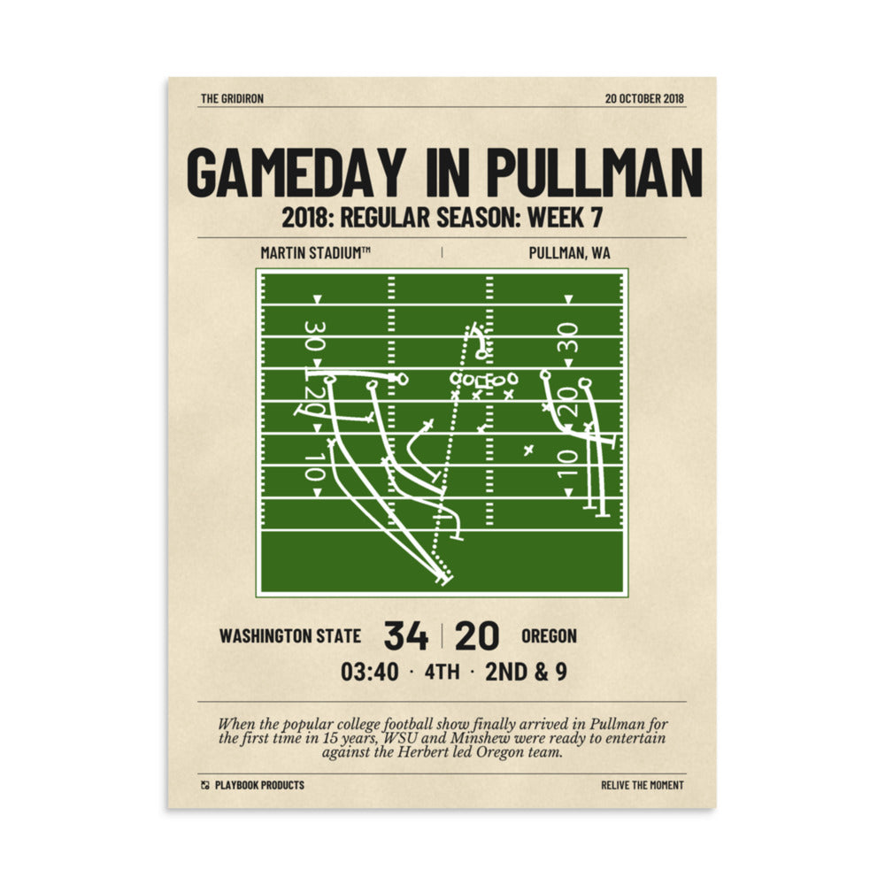 Greatest Washington State Football Plays Poster: Gameday in Pullman (2018)