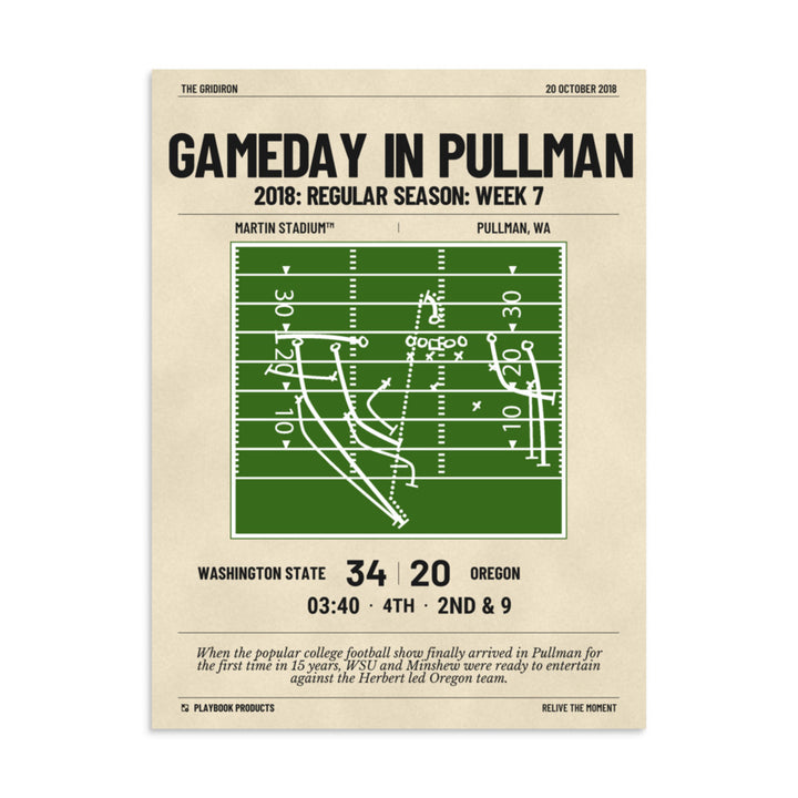 Greatest Washington State Football Plays Poster: Gameday in Pullman (2018)