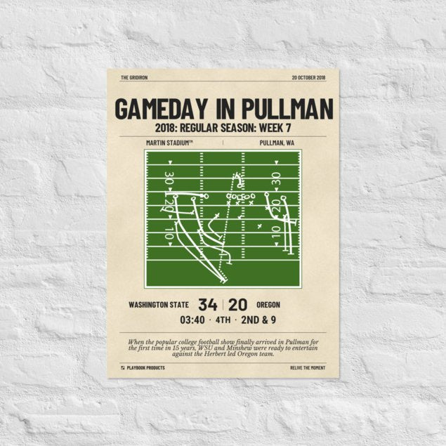 Greatest Washington State Football Plays Poster: Gameday in Pullman (2018)