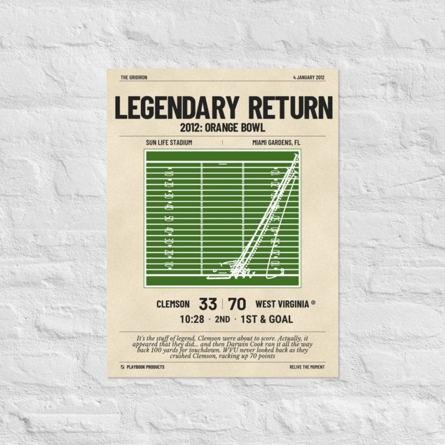 Greatest West Virginia Football Plays Poster: Legendary Return (2012)