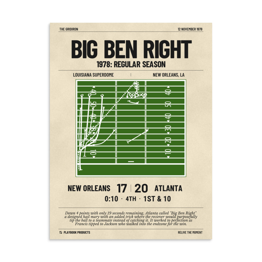 Greatest Atlanta Falcons Plays Poster: Big Ben Right (1978)