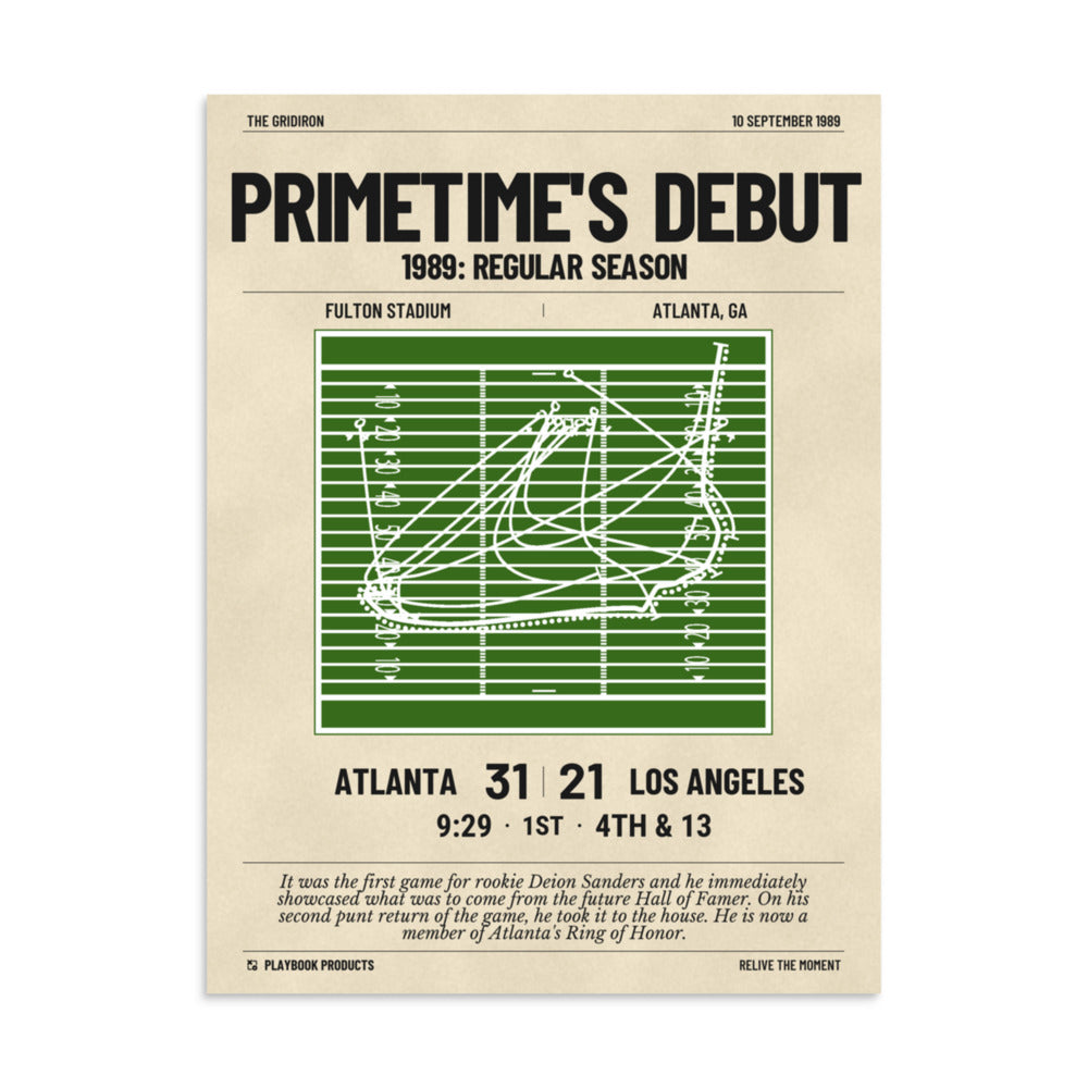 Greatest Atlanta Falcons Plays Poster: Primetime's Debut (1989)