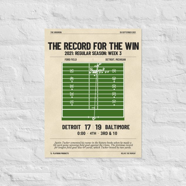 Greatest Baltimore Ravens Plays Poster: The Record for the win (2021)