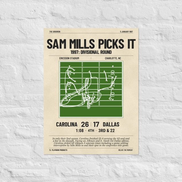 Greatest Carolina Panthers Plays Poster: Sam Mills Picks It (1997)