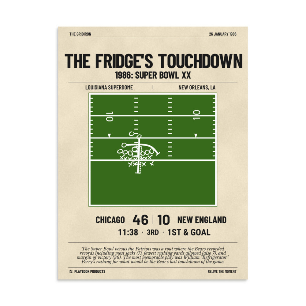 Greatest Chicago Bears Plays Poster: The Fridge's Touchdown (1986)