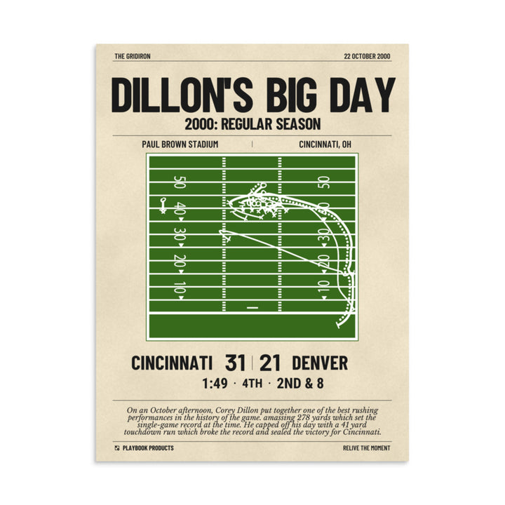 Greatest Cincinnati Bengals Plays Poster: Dillon's Big Day (2000)
