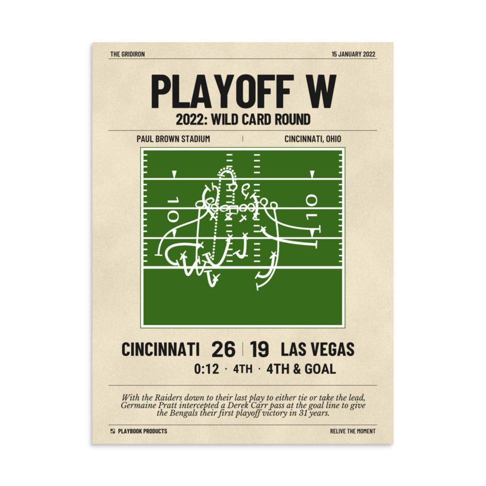 Greatest Cincinnati Bengals Plays Poster: Playoff W (2022)