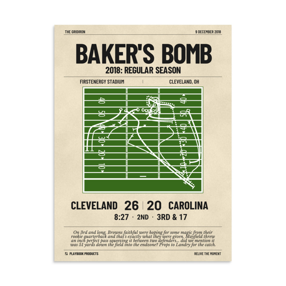 Greatest Cleveland Browns Plays Poster: Baker's Bomb (2018)