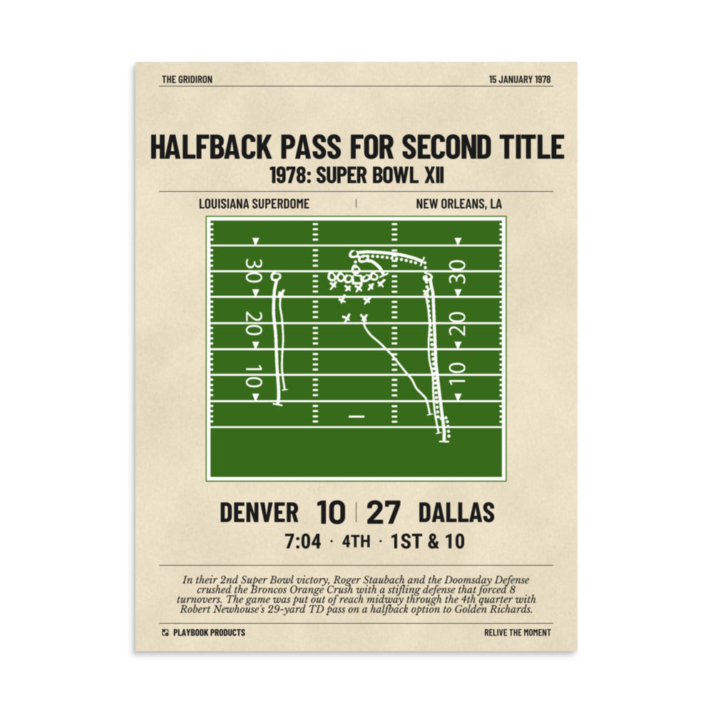 Greatest Dallas Cowboys Plays Poster: Halfback pass for second title (1978)