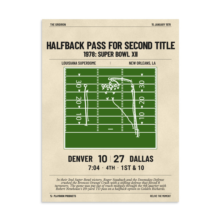 Greatest Dallas Cowboys Plays Poster: Halfback pass for second title (1978)