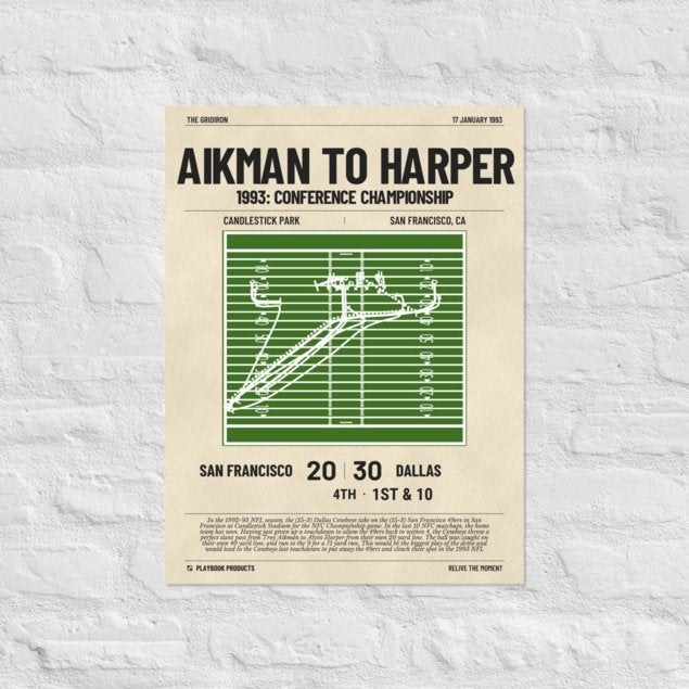 Greatest Dallas Cowboys Plays Poster: Aikman to Harper (1993)