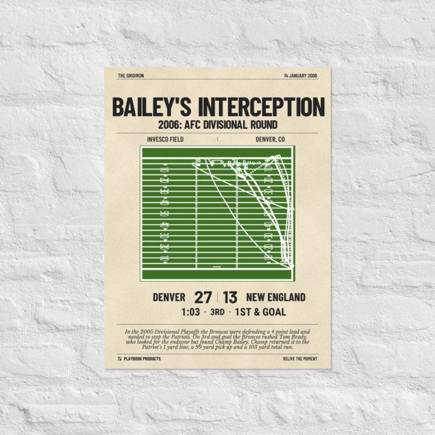 Greatest Denver Broncos Plays Poster: Bailey's interception (2006)