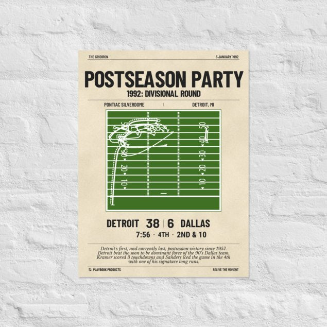 Greatest Detroit Lions Plays Poster: Postseason Party (1992)