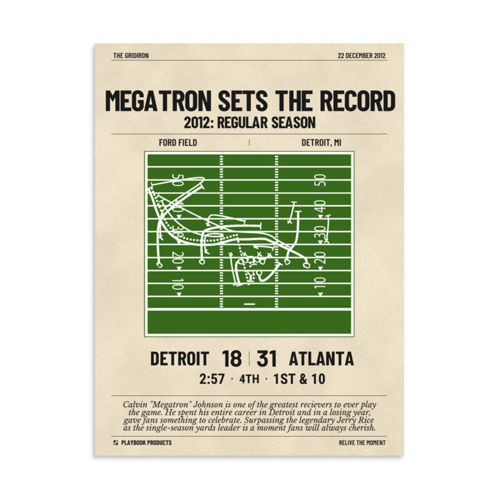 Greatest Detroit Lions Plays Poster: Megatron Sets the Record (2012)