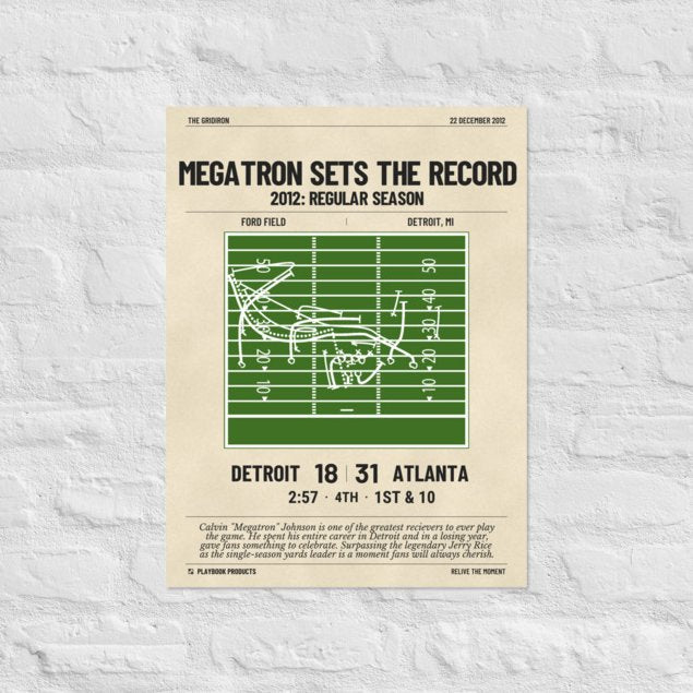 Greatest Detroit Lions Plays Poster: Megatron Sets the Record (2012)