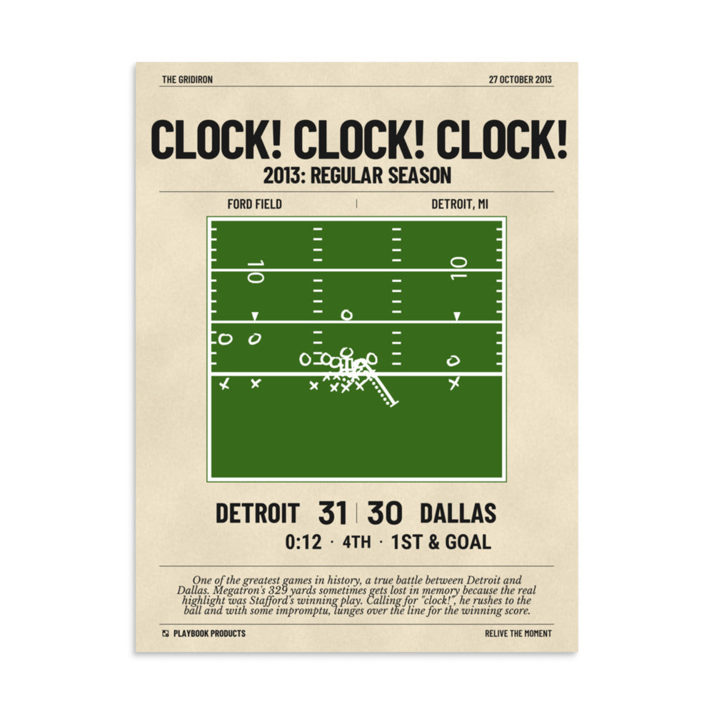 Greatest Detroit Lions Plays Poster: Clock! Clock! Clock! (2013)