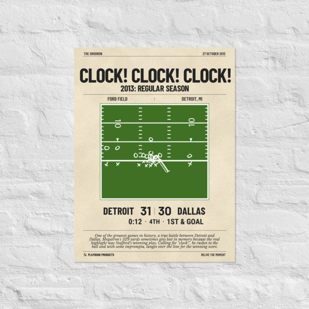 Greatest Detroit Lions Plays Poster: Clock! Clock! Clock! (2013)