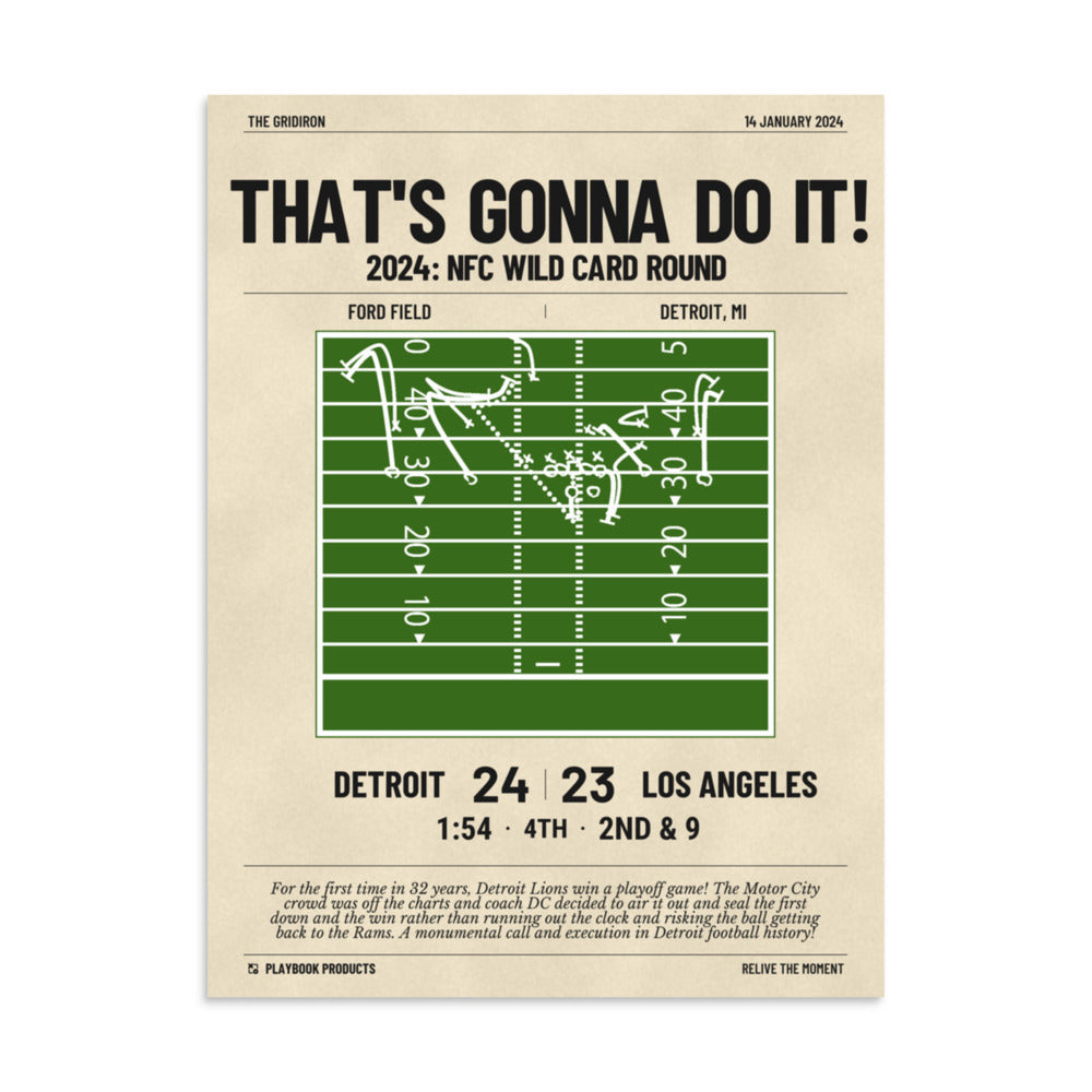 Greatest Detroit Lions Plays Poster: That's Gonna Do It! (2024)