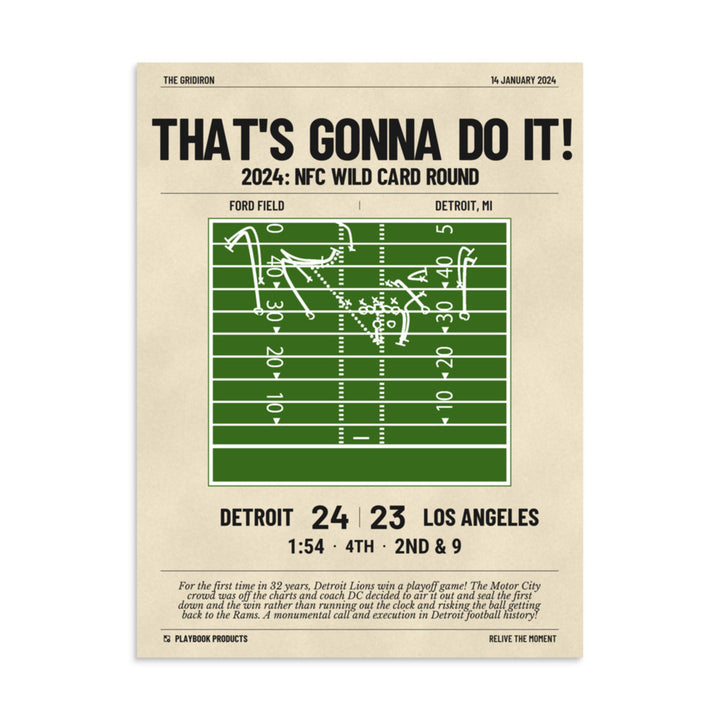 Greatest Detroit Lions Plays Poster: That's Gonna Do It! (2024)