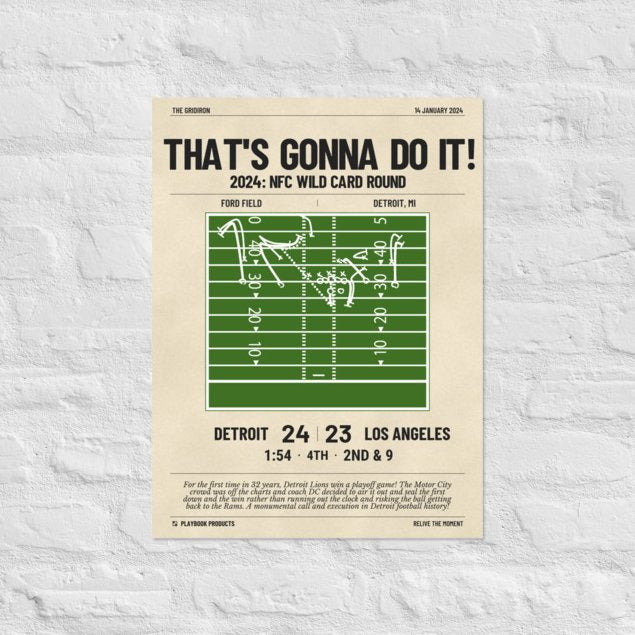 Greatest Detroit Lions Plays Poster: That's Gonna Do It! (2024)