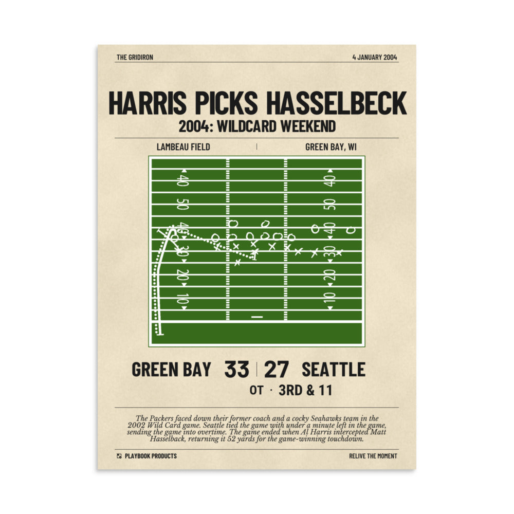 Greatest Green Bay Packers Plays Poster: Harris picks Hasselbeck (2004)