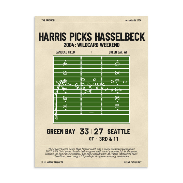 Greatest Green Bay Packers Plays Poster: Harris picks Hasselbeck (2004)