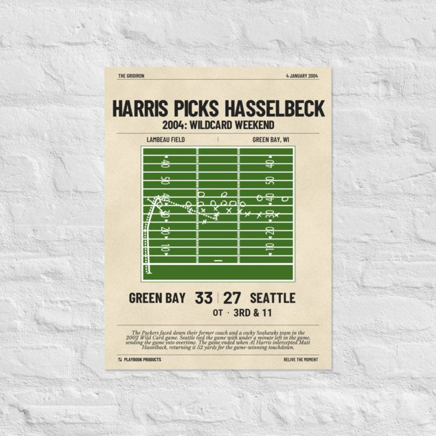 Greatest Green Bay Packers Plays Poster: Harris picks Hasselbeck (2004)