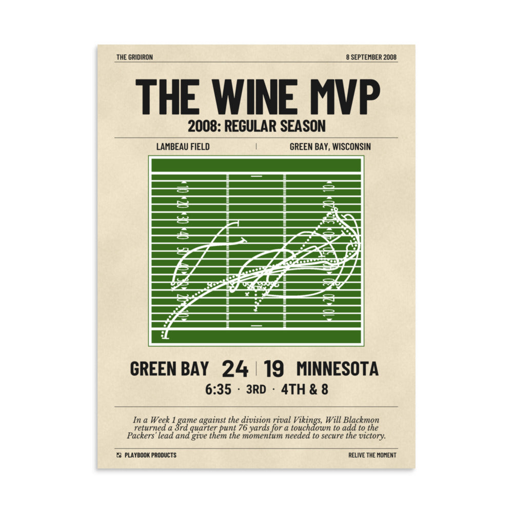 Greatest Green Bay Packers Plays Poster: The Wine MVP (2008)