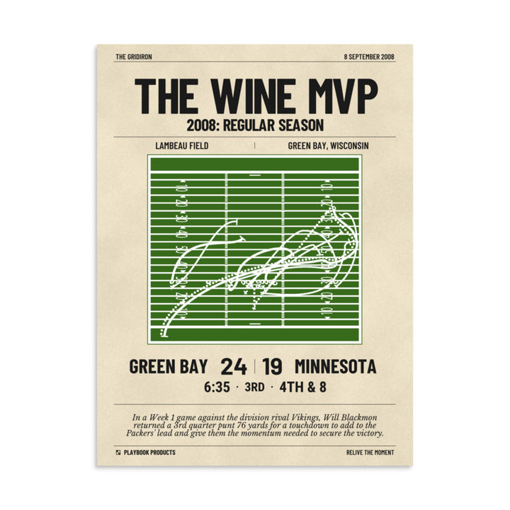 Greatest Green Bay Packers Plays Poster: The Wine MVP (2008)