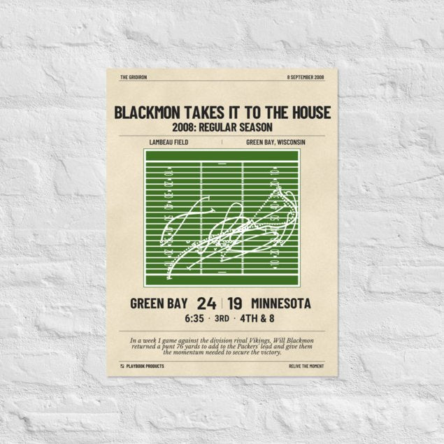Greatest Green Bay Packers Plays Poster: Blackmon Takes It To The House (2008)