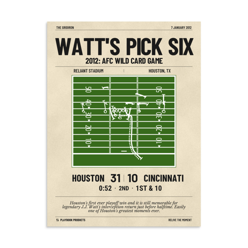 Greatest Houston Texans Plays Poster: Watt's pick six (2012)