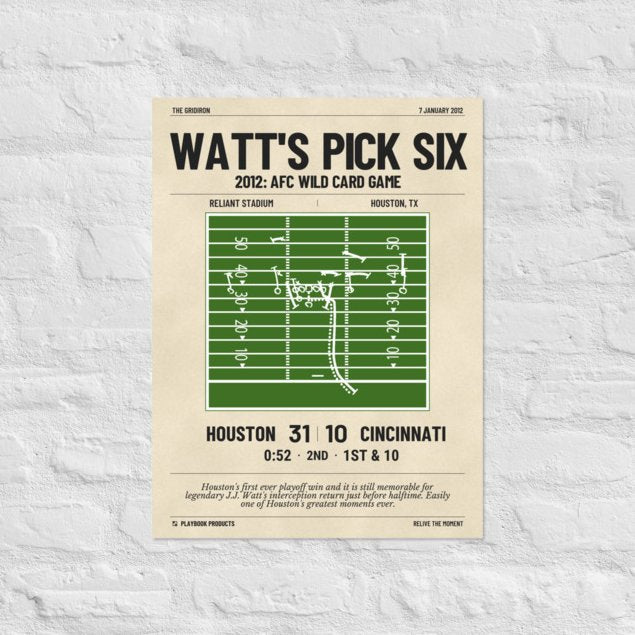 Greatest Houston Texans Plays Poster: Watt's pick six (2012)