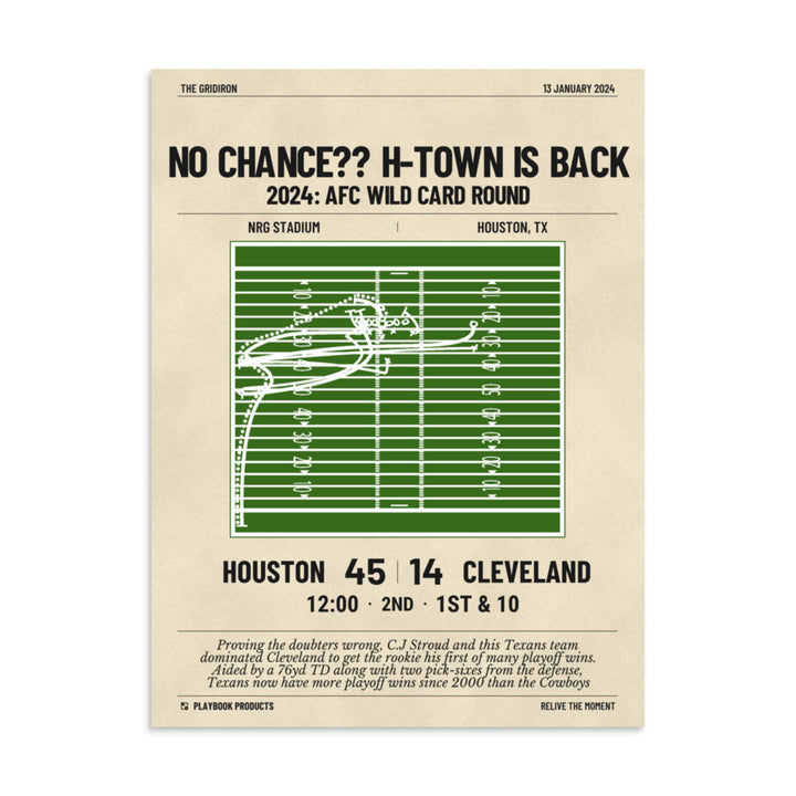 Greatest Houston Texans Plays Poster: No Chance?? H-Town is Back (2024)