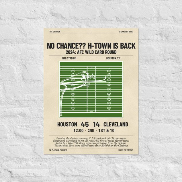 Greatest Houston Texans Plays Poster: No Chance?? H-Town is Back (2024)