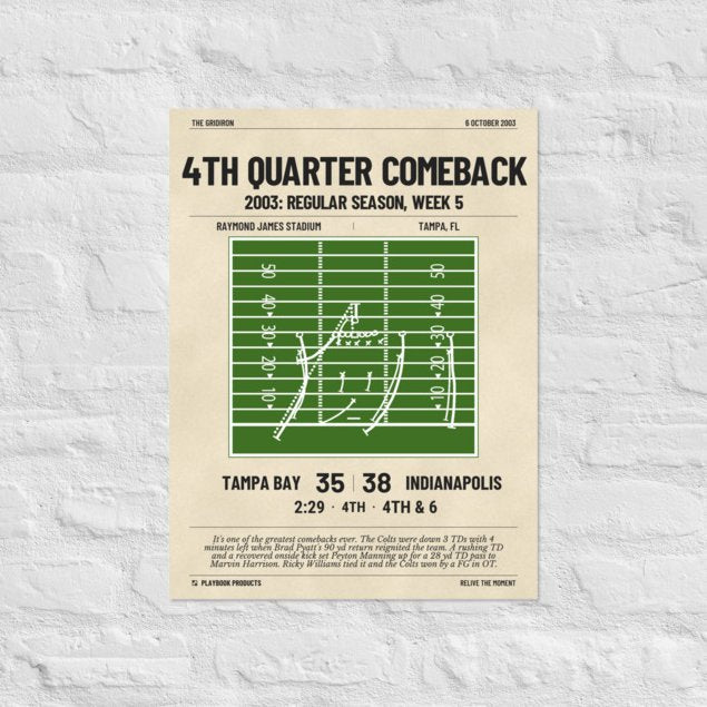 Greatest Indianapolis Colts Plays Poster: 4th Quarter Comeback (2003)