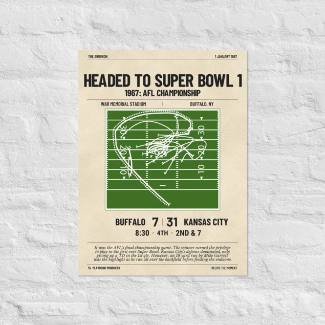 Greatest Kansas City Chiefs Plays Poster: Headed to Super Bowl 1 (1967)