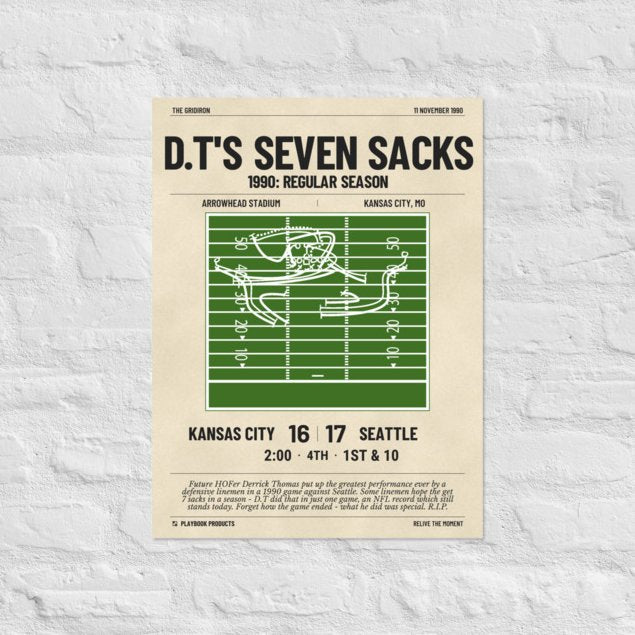 Greatest Kansas City Chiefs Plays Poster: D.T's Seven Sacks (1990)