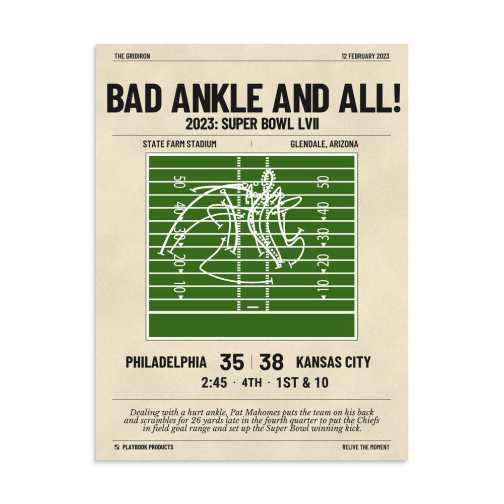 Greatest Kansas City Chiefs Plays Poster: Bad ankle and all! (2023)