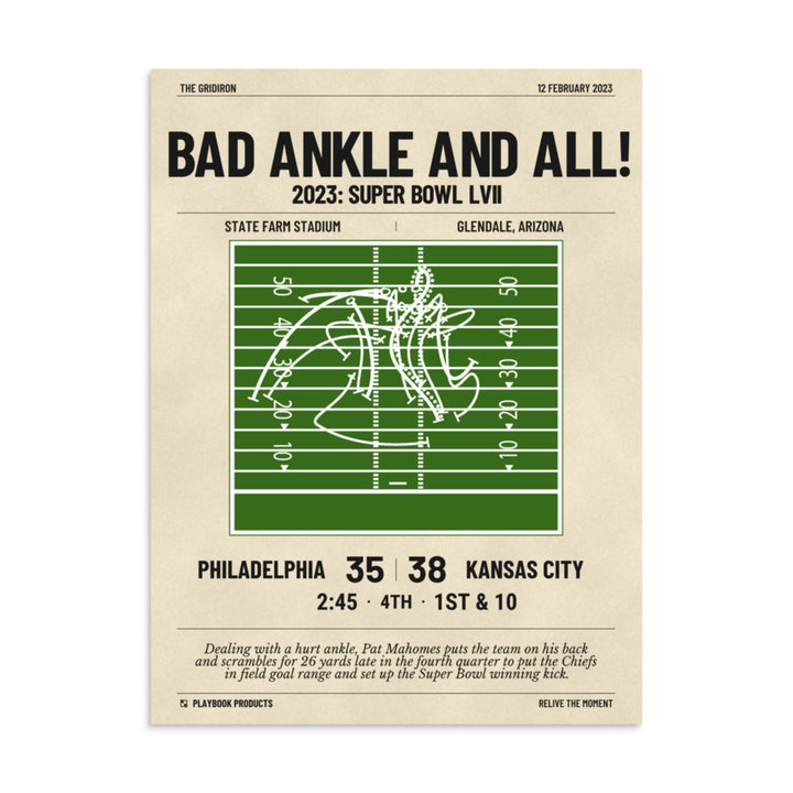 Greatest Kansas City Chiefs Plays Poster: Bad ankle and all! (2023)