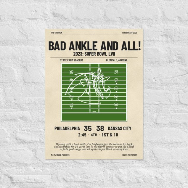 Greatest Kansas City Chiefs Plays Poster: Bad ankle and all! (2023)
