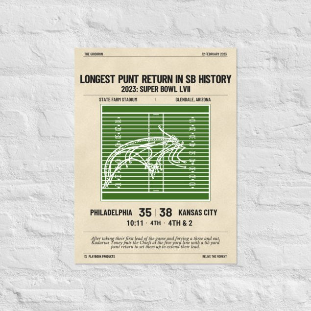 Greatest Kansas City Chiefs Plays Poster: Longest Punt Return in SB History (2023)