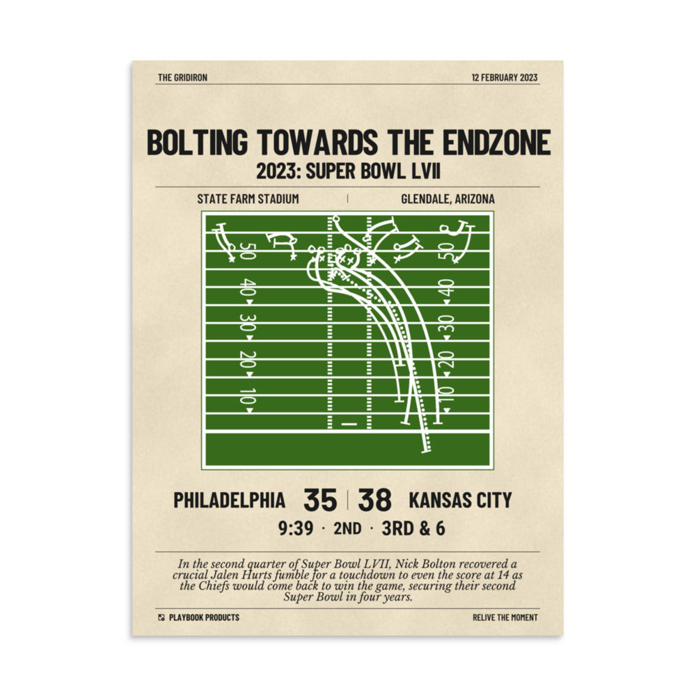 Greatest Kansas City Chiefs Plays Poster: Bolting towards the endzone (2023)